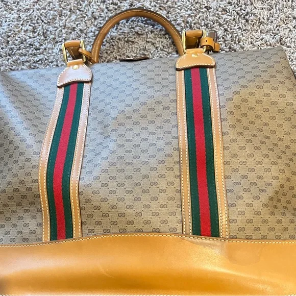 GUCCI Logo Sherry GG Pattern Travel Hand Bag (Vintage, Large) - Picture 4 of 7